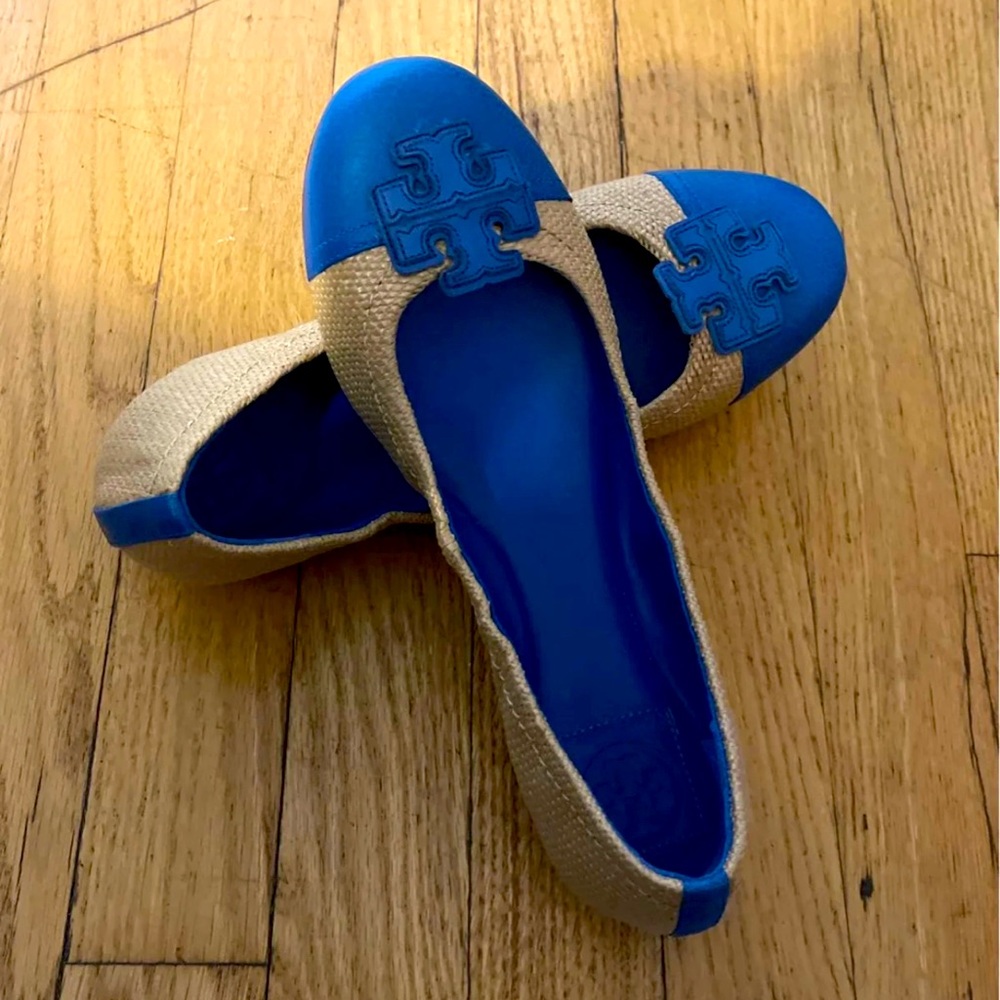 TORY BURCH Carita straw leather  flat